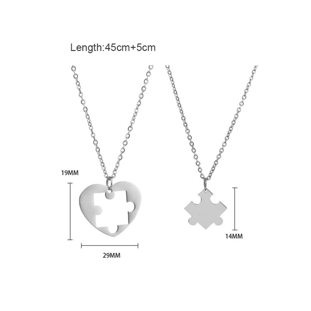 Timekey Kalung Puzzle Blok Anti Karat Perhiasan Kalung Pasangan Liontin Cinta Pribadi Sederhana Untuk Pria Wanita M1N7