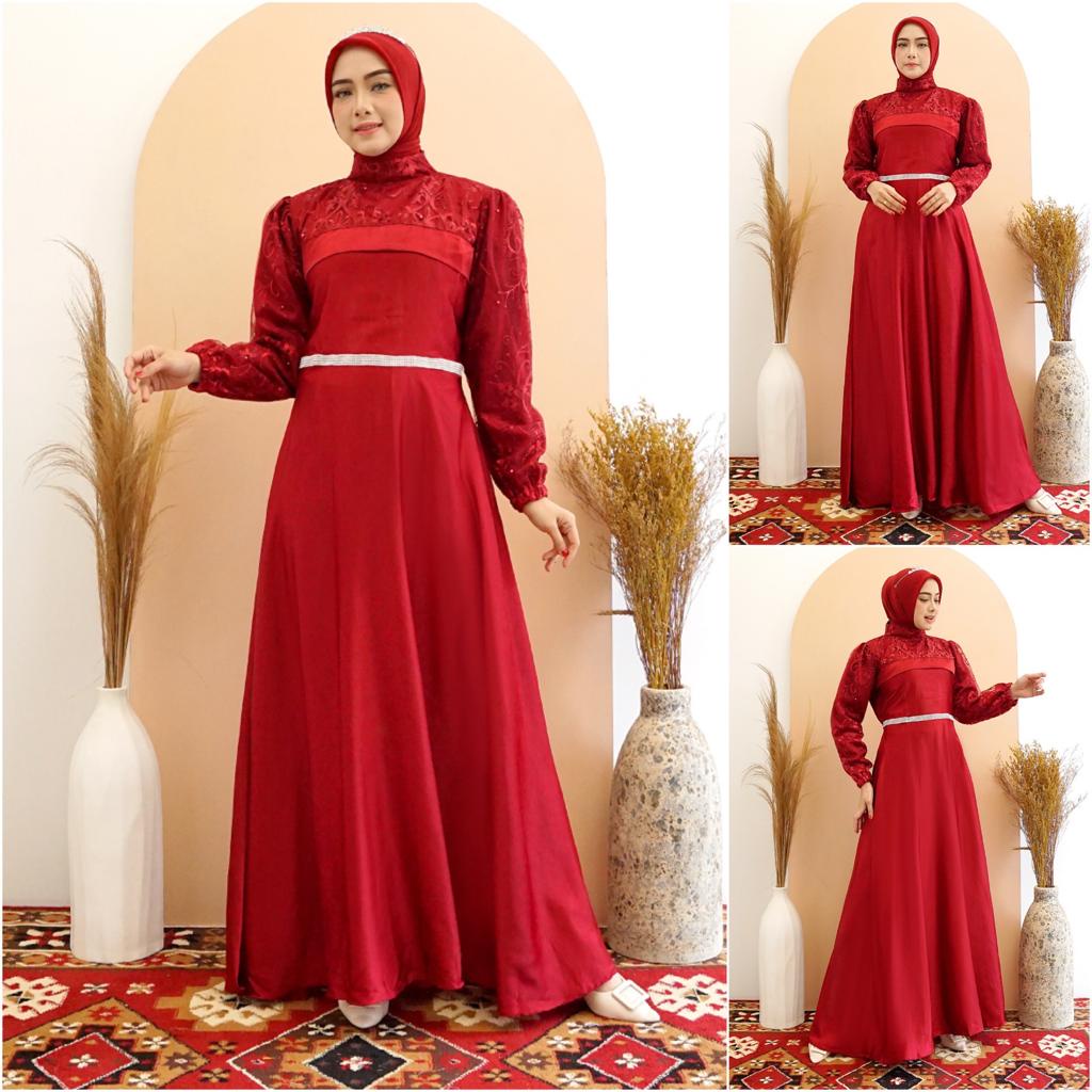 (PASTI REALPICT) KINAN GAMIS MAXI DRESS PREMIUM MAXMARA SILK TILE / GAMIS PESTA / GAMIS KONDANGAN / 