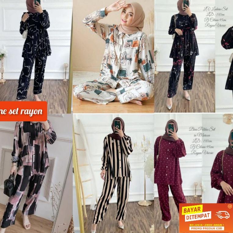 REKOMENDASI piyama set - setelan wanita daily set rayon Ld 100 - 110