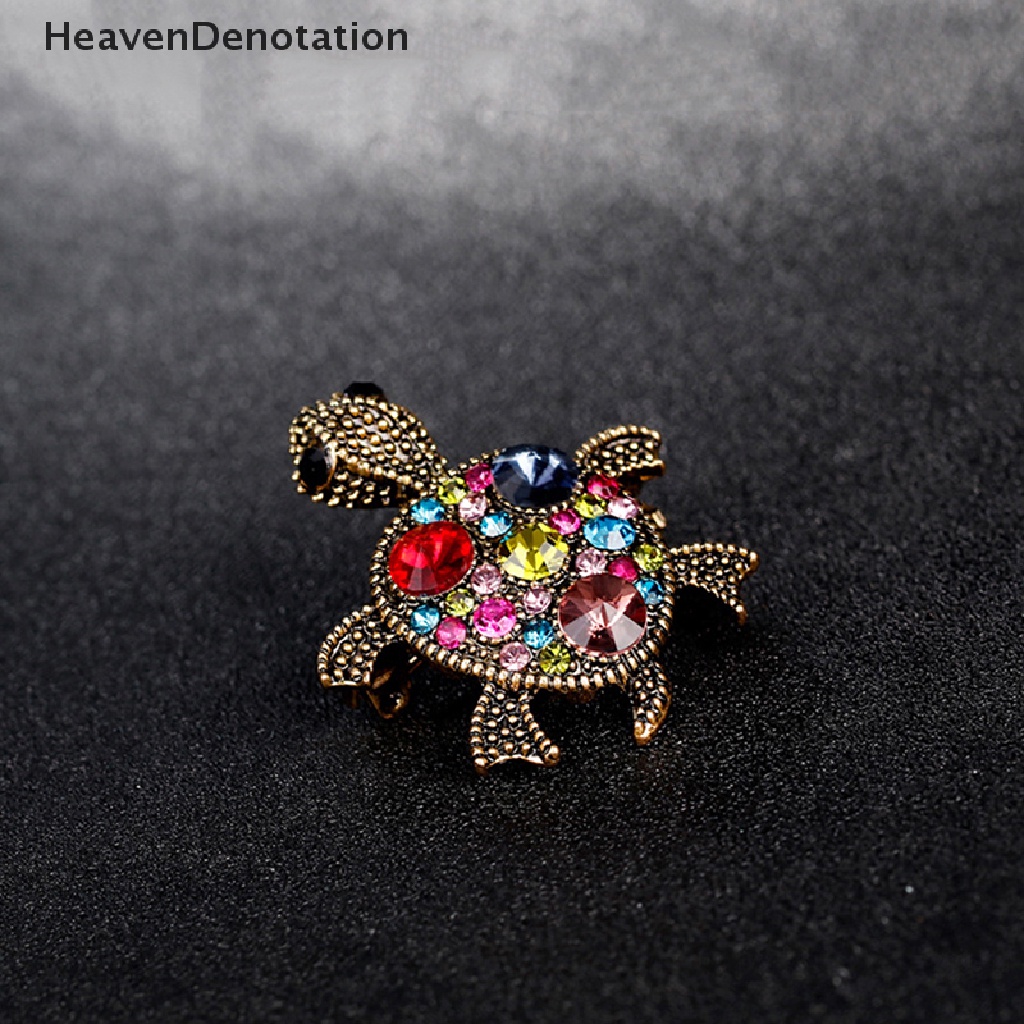 [HeavenDenotation] Kepribadian Lucu Retro Kecil Turtle Bros Berlian Imitasi Hewan Turtle Brooch HDV