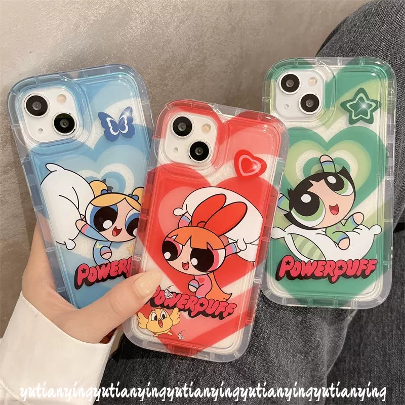 Soft Tpu Case Untuk Redmi Note10 10s 911s 11 Redmi10 9A A1 9T 9C NFC 10A Note9 Note10s Note10 Note1 Kartun The Powerpuff Love Heart Airbag Shockproof Clear Cover