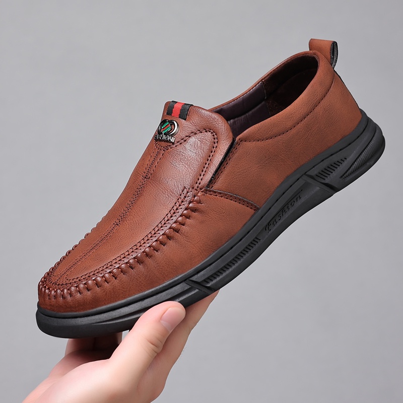 COD Sepatu Pantofel Pria Full Hitam Polos Coklat Santai Resmi Formal Kerja Loafer Slip On Tanpa Tali Kantor Cowok Dewasa Kekinian 257