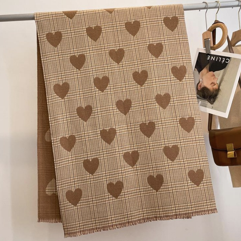 Syal &quot;Jeje&quot; 65 x 180 Motif Hati, anggun, mewah Bahan High Grade Cashmere Immitation