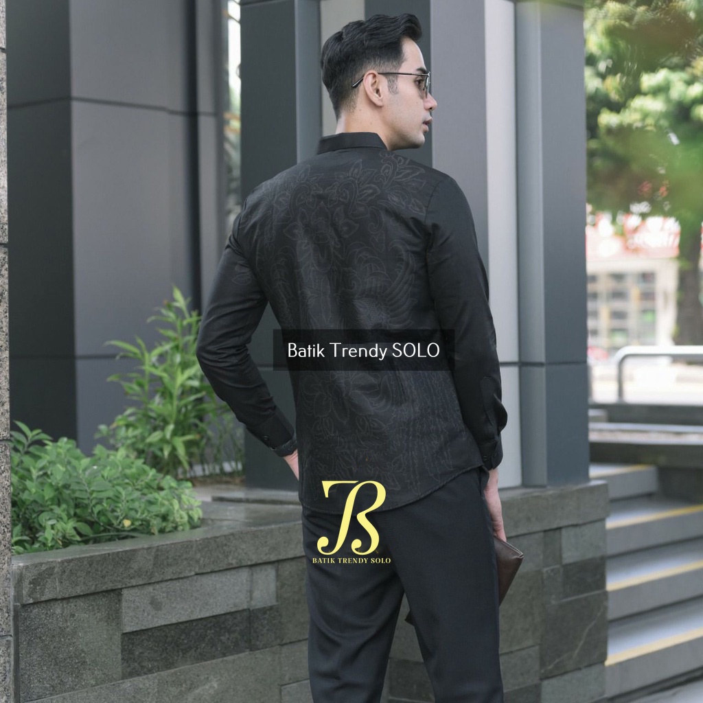 Batik Trendy Solo Motif Agharna Baju Kemeja Pria Lengan Panjang Slim Fit Katun Printing Premium Formal Size S M L XL XXL Jumbo Original