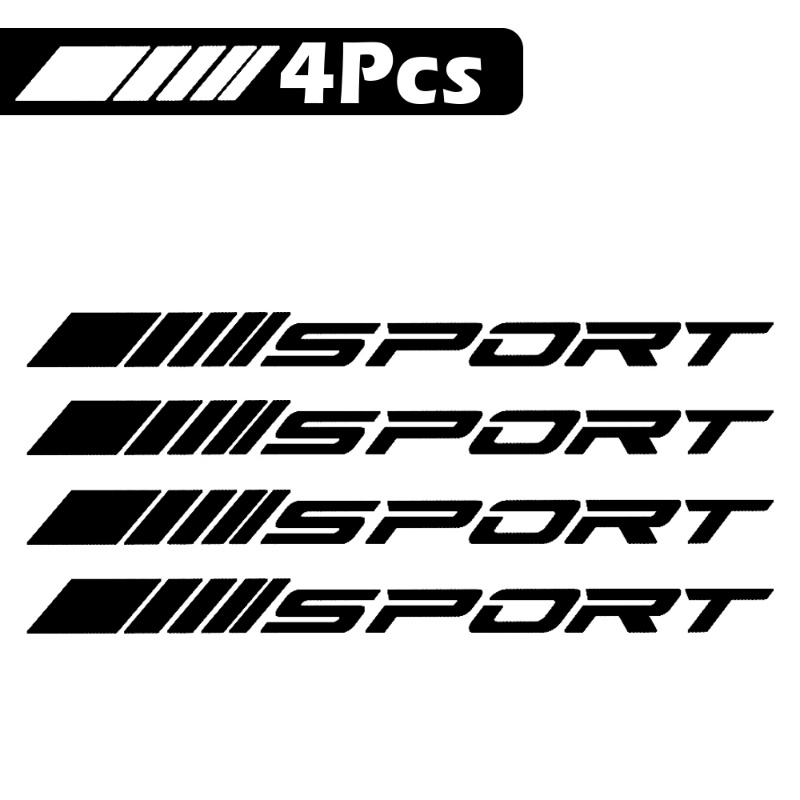 4 Pcs / Set Car Wheel Self Adhesive SPORT English Letters Sticker / PVC Waterproof Automotive Tyres Decal / Vehicle Personalized Decorative Applique