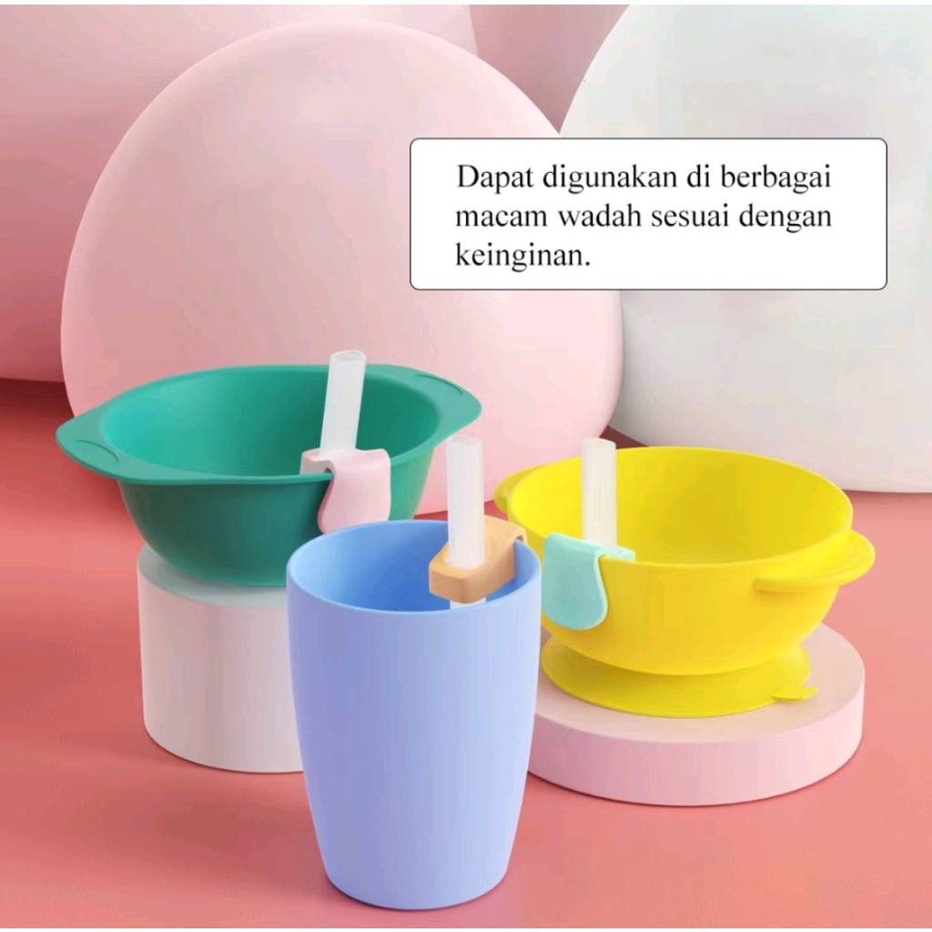 SEDOTAN STRAW CLIP / CLIP AND SILICON STRAW  / SEDOTAN ANAK / SEDOTAN SILIKON MINUM ANAK BAYI / KLIP SEDOTAN MANGKOK GELAS ANAK (IP)