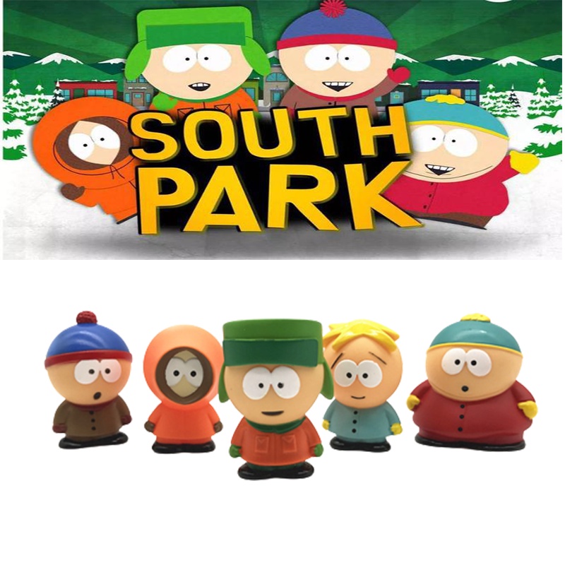 【Ready stock!!!】5Pcs Suit South Park Figures Bad Boys Anime Cartoon Children Toy Car Decoration