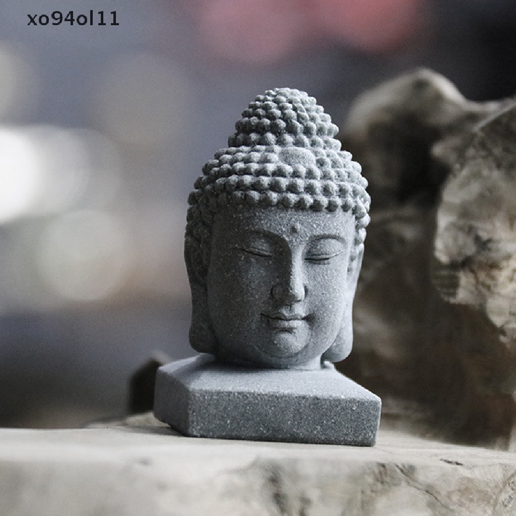 Xo Ornamen Patung Buddha Batu Pasir Meditag Figurines Miniatur Patung Decor OL