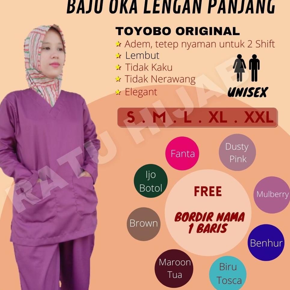 SIAP KIRIM Baju OK OKA Lengan Panjang Dokter Perawat Petugas medis FREE BORDIR NAMA