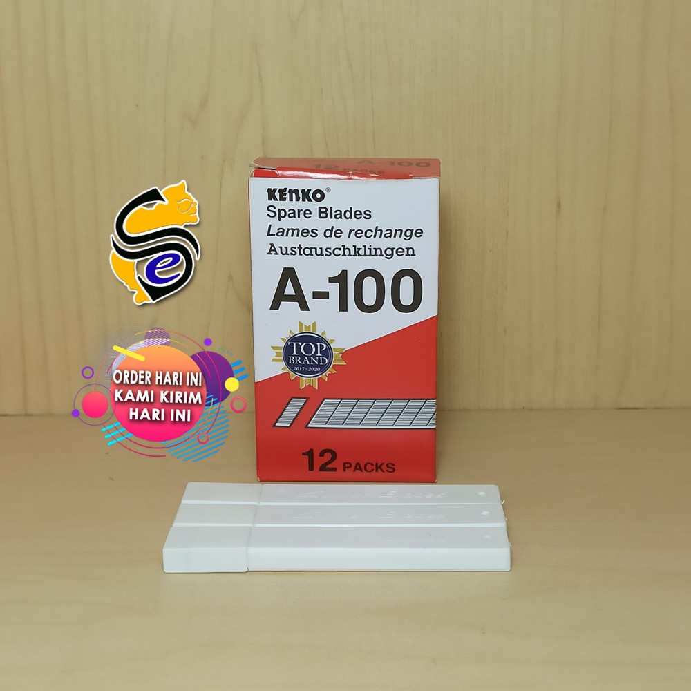 

Isi Ulang Cutter Kecil Merk Kenko A-100 1Box isi 12 Pack, 1Pack isi 5 Mata Pisau