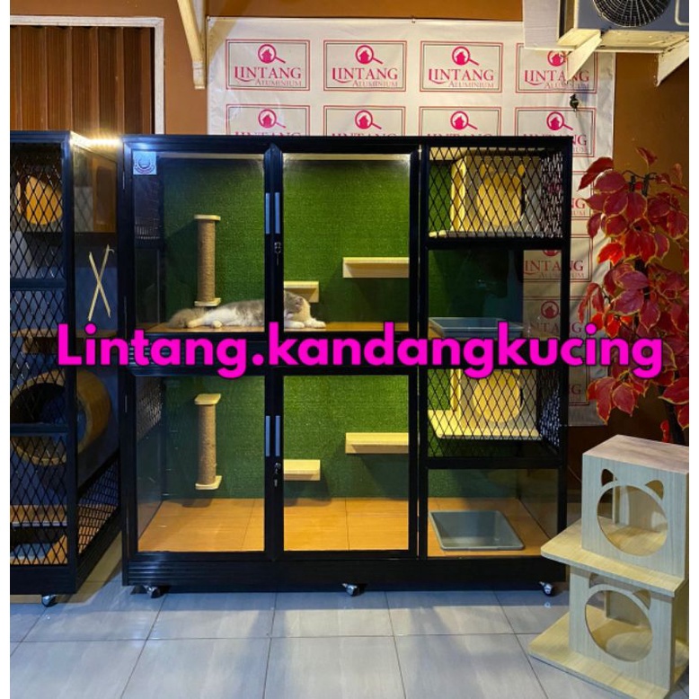 Kandang Kucing Murah Cat quarium Kandang Minimalis Kandang Kucing 2 Tingkat