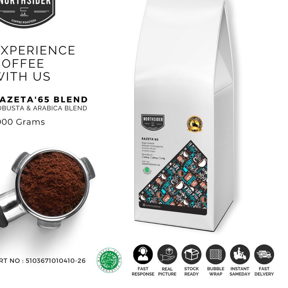 

♘ BIJI KOPI SUSU RAZETA'65 BLEND ROBUSTA-ARABIKA - 1KG NORTHSIDER COFFEE ❋