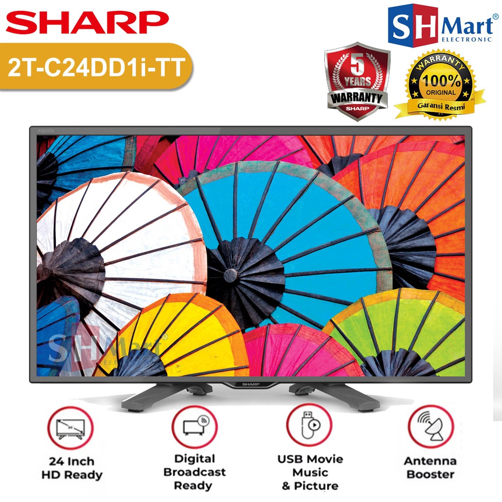 TV SHARP 24 INCH - 32 INCH DIGITAL 2T-C24DD1i / 2T-C32DD1i DVB-T2 HD READY USB MOVIE 24DD1i / 32DD1i