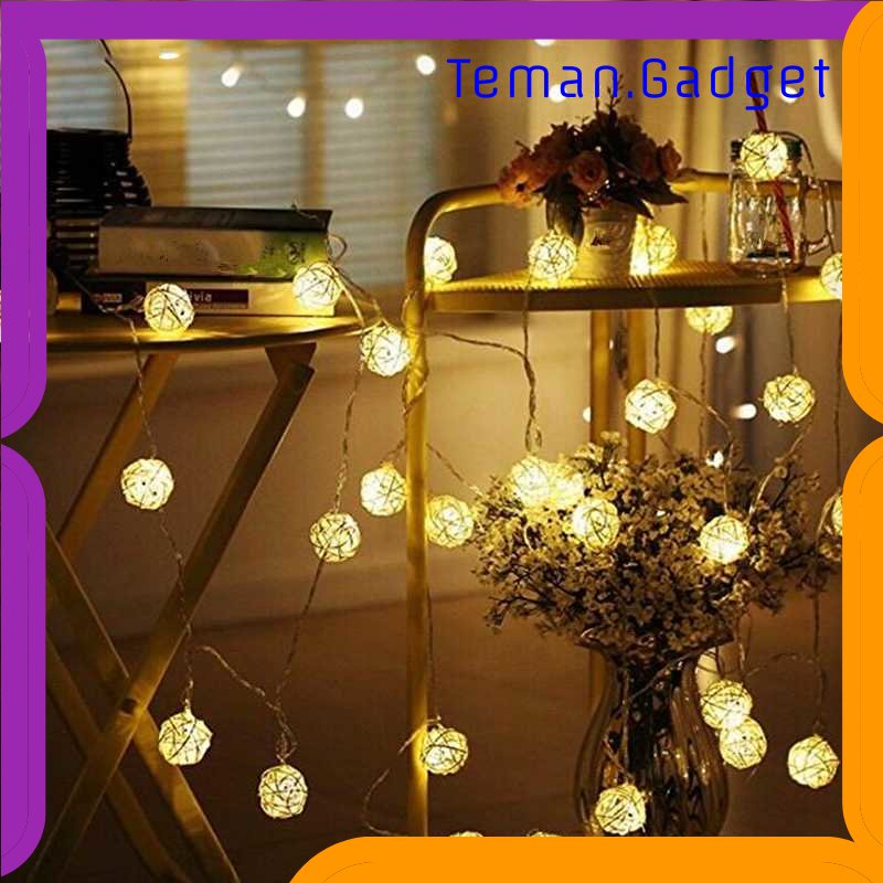 TG-LMP Lampu Hias String Lights Model Bola Rotan Waterproof 10 LED - B073