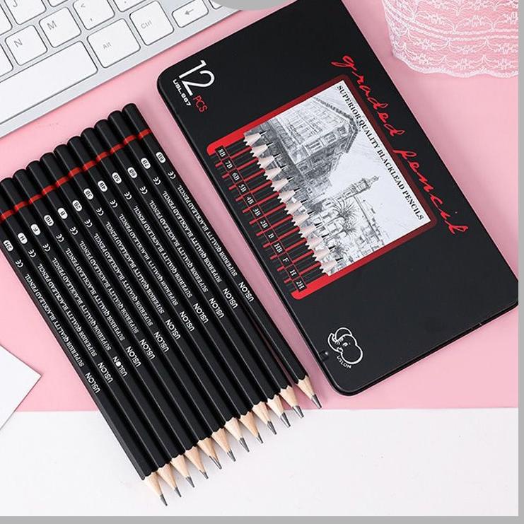 

Buruan Stok 12 pcs Pensil gambar sketsa set lengkap 2H H F B HB 2B 3B 4B 5B 6B 7B 8B Charcoal Pencils Set