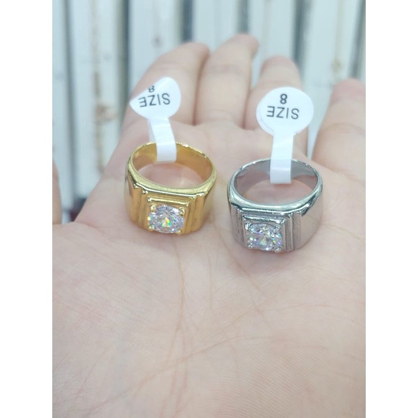 cincin pria  permata   titanium anti karat anti luntur