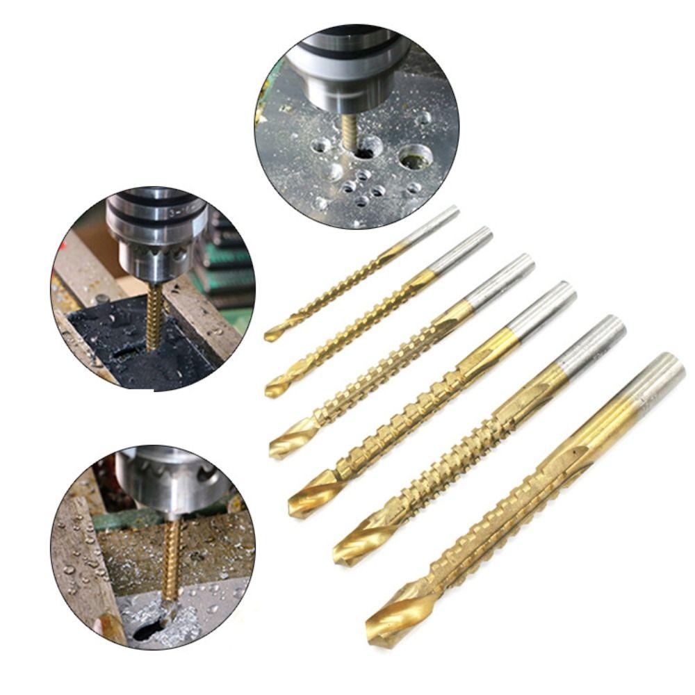 Lanfy Titanium Coated Drill Bit Woodworking Tool 3-8mm Grooving Drill Saw Bukaan Lubang Titanium Milling Cutter Bor Listrik Set Twist Drill Bit