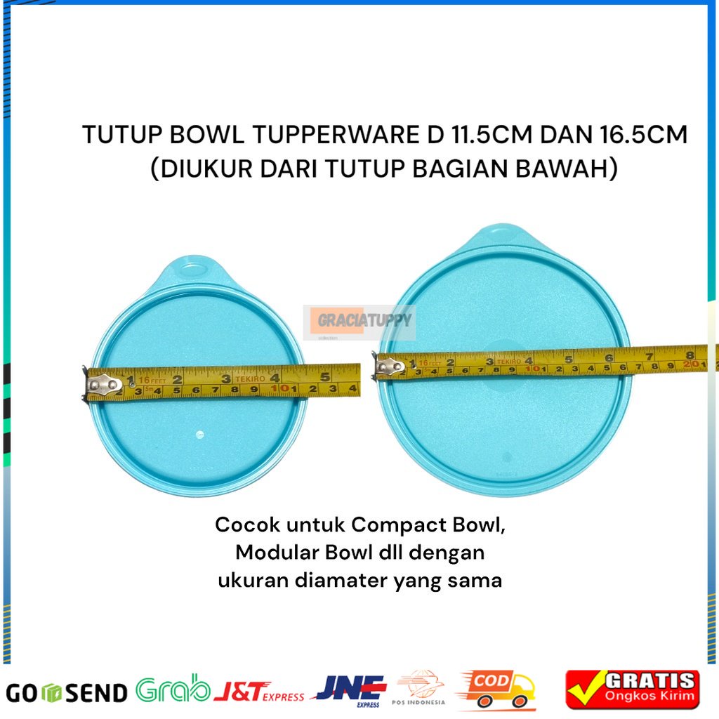 TUTUP SEAL BOWL D 16.5CM DAN 11.5CM  TUPPERWARE 1 PCS