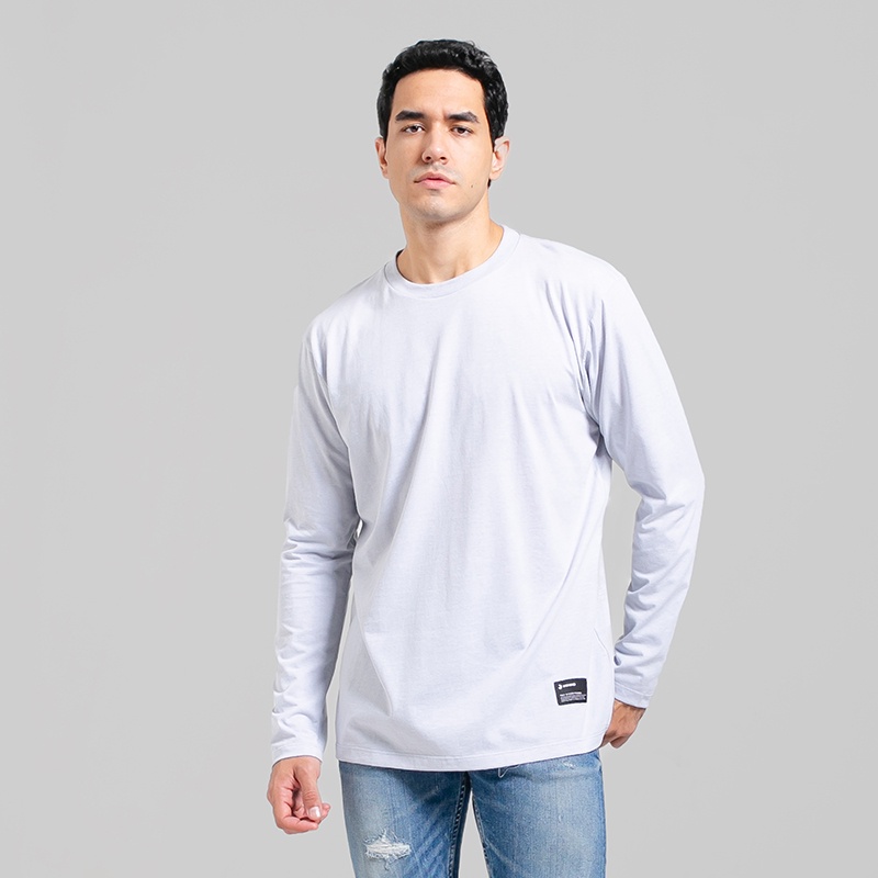 3Second Original Kaos Polos Lengan Panjang 100% Cotton Combed 30s Katun Tshirt Basic Pria Abu 390822