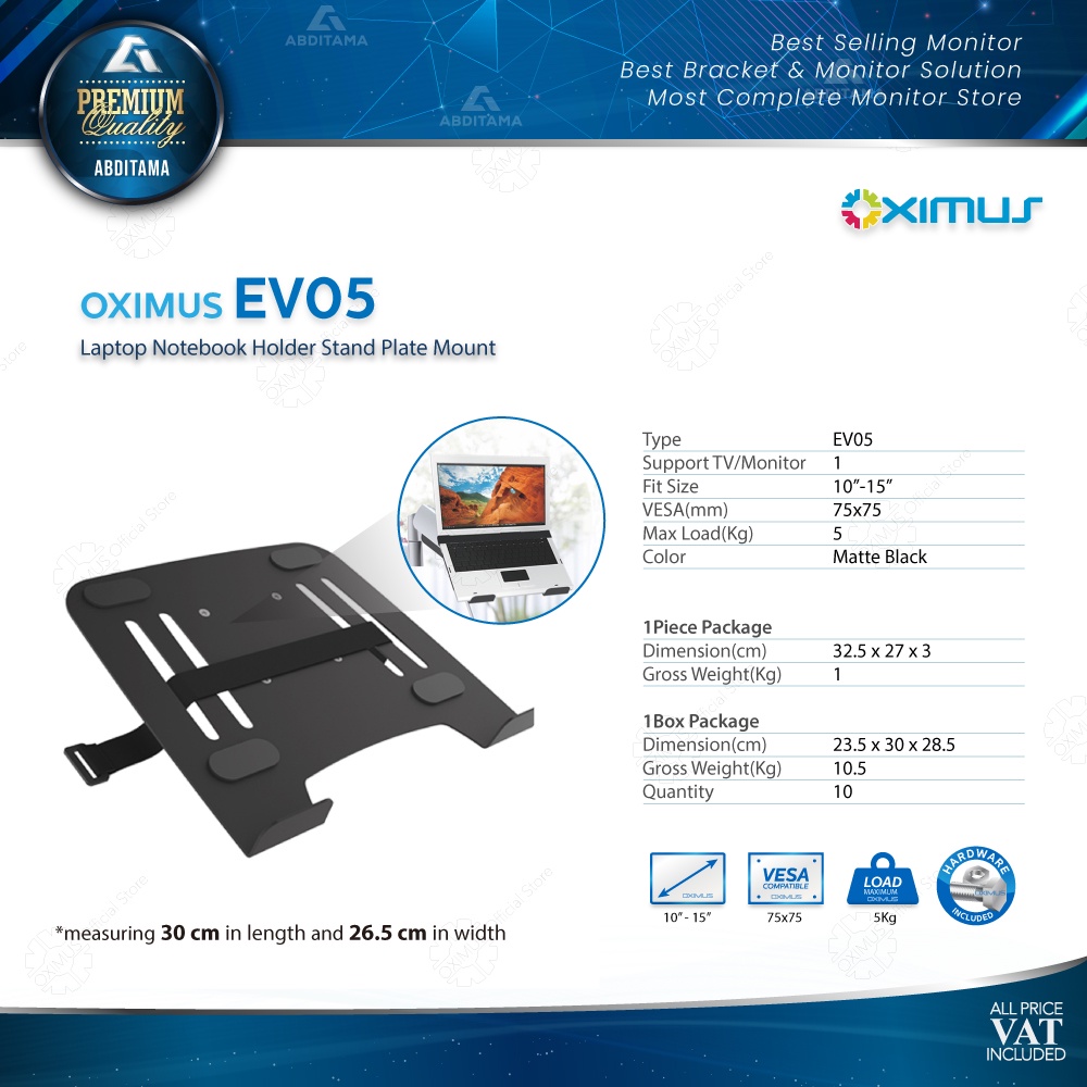 Bracket Laptop Notebook Holder Stand Plate Mount Oximus EV05