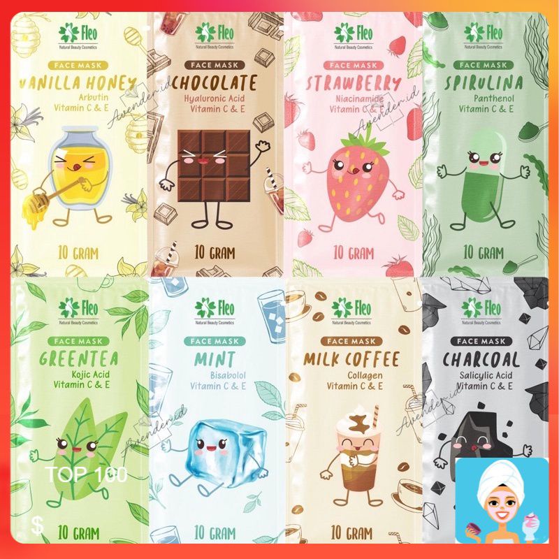 MASKER ORGANIK FLEO 10GR / FACE MASK PREMIUM BY FLEO / MASKER FLEO WITH VIT C DAN E