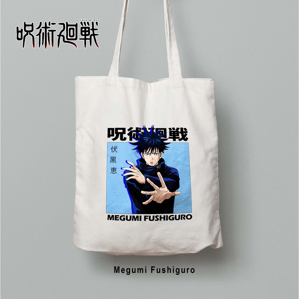 Totebag Anime Jujutsu Kaisen Sukuna Gojo Satoru Megumi Nanami Tote bag premium Totebag zipper totebag velcro Termurah