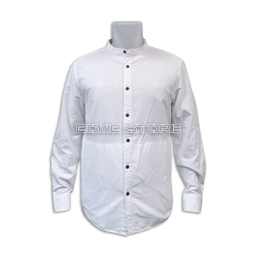 Kemeja Koko Mgee Lengan Panjang Putih Polos White Autus C054