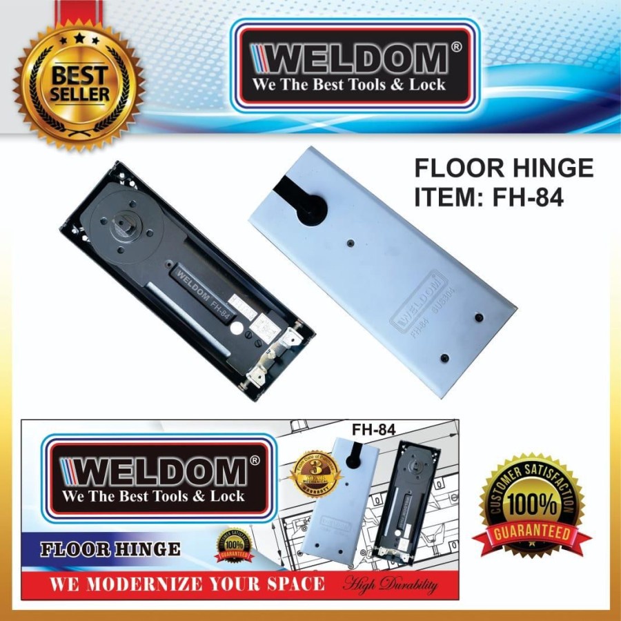 Floor Hinge BTS 84 Weldom / Engsel Tanam Pintu Kaca Stainless 304