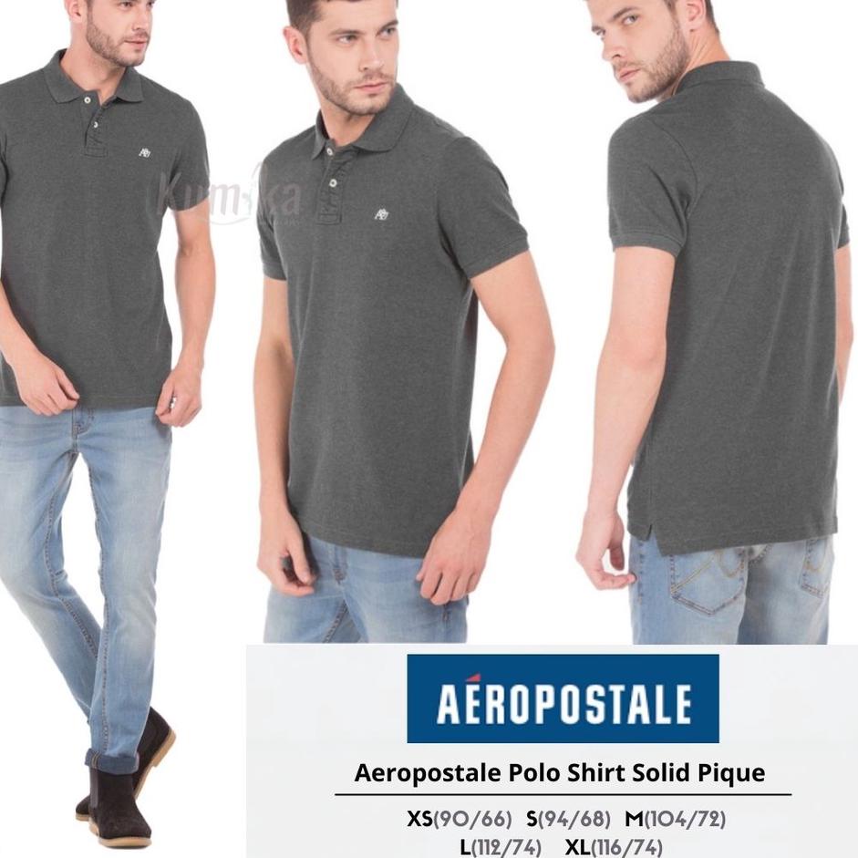 ⅍ AEROPOSTALE Kaos Polo Solid Pique Polo T-Shirt Pria ORIGINAL K349 ✯