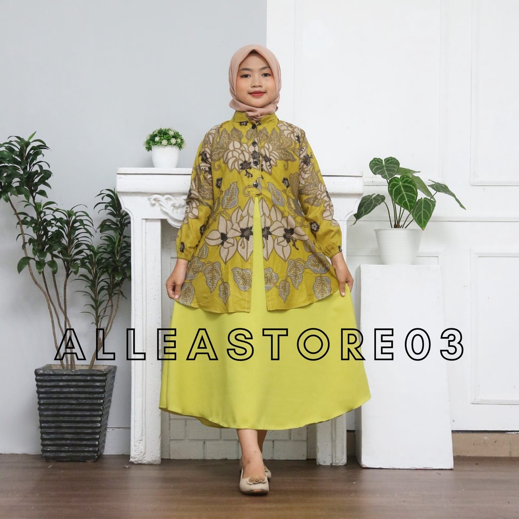 Alleastore03 Gamis batik Anak Motif dara dress modern premium, dress muslim, gamis batik kombinasi