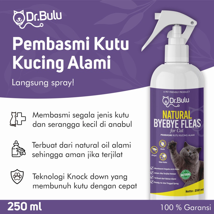 Natural Bye Bye Fleas For Cat by Dr. Bulu - Pembasmi Kutu Kucing Alami