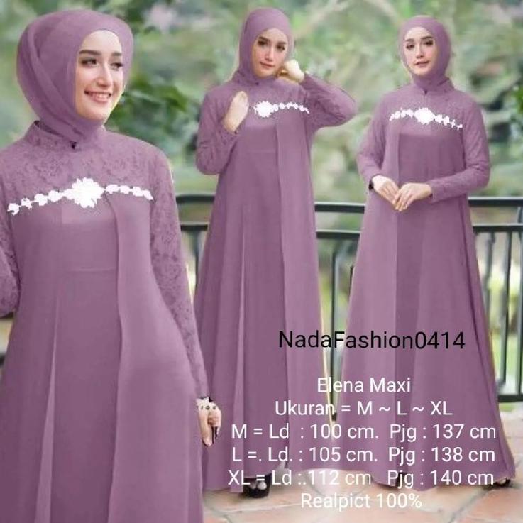 ✓ Gamis Elena (Ukuran M~L~XL )Barukat Kondangan / Long Dress / Gamis Pesta /