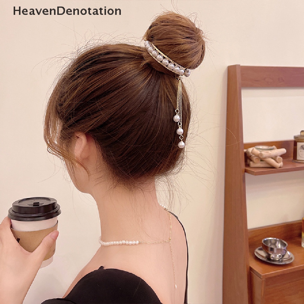 [HeavenDenotation] Baru Cahaya Berlian Imitasi Mutiara Jepit Rambut Ponytail Gesper Jepit Rambut Temperamen Kepala Pil Coiffure Rambut Aksesoris Fashion HDV