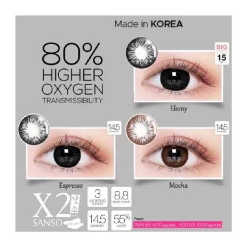 X2 SANSO BLACK SERIES NORMAL &amp; MINUS TINGGI (-5.00 sd -10.00)