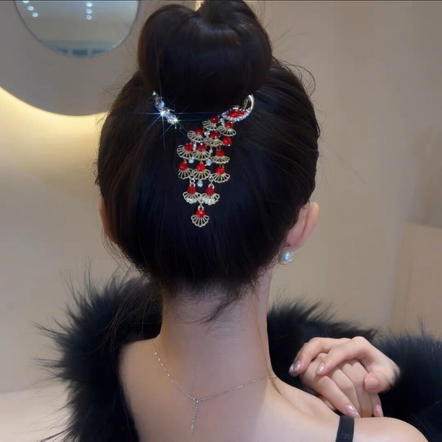 Korea Logam Mutiara Berlian Imitasi Rumbai Jepit Rambut Bunga Kupu-Kupu Kristal Ponytail Clip Woman Aksesoris Rambut