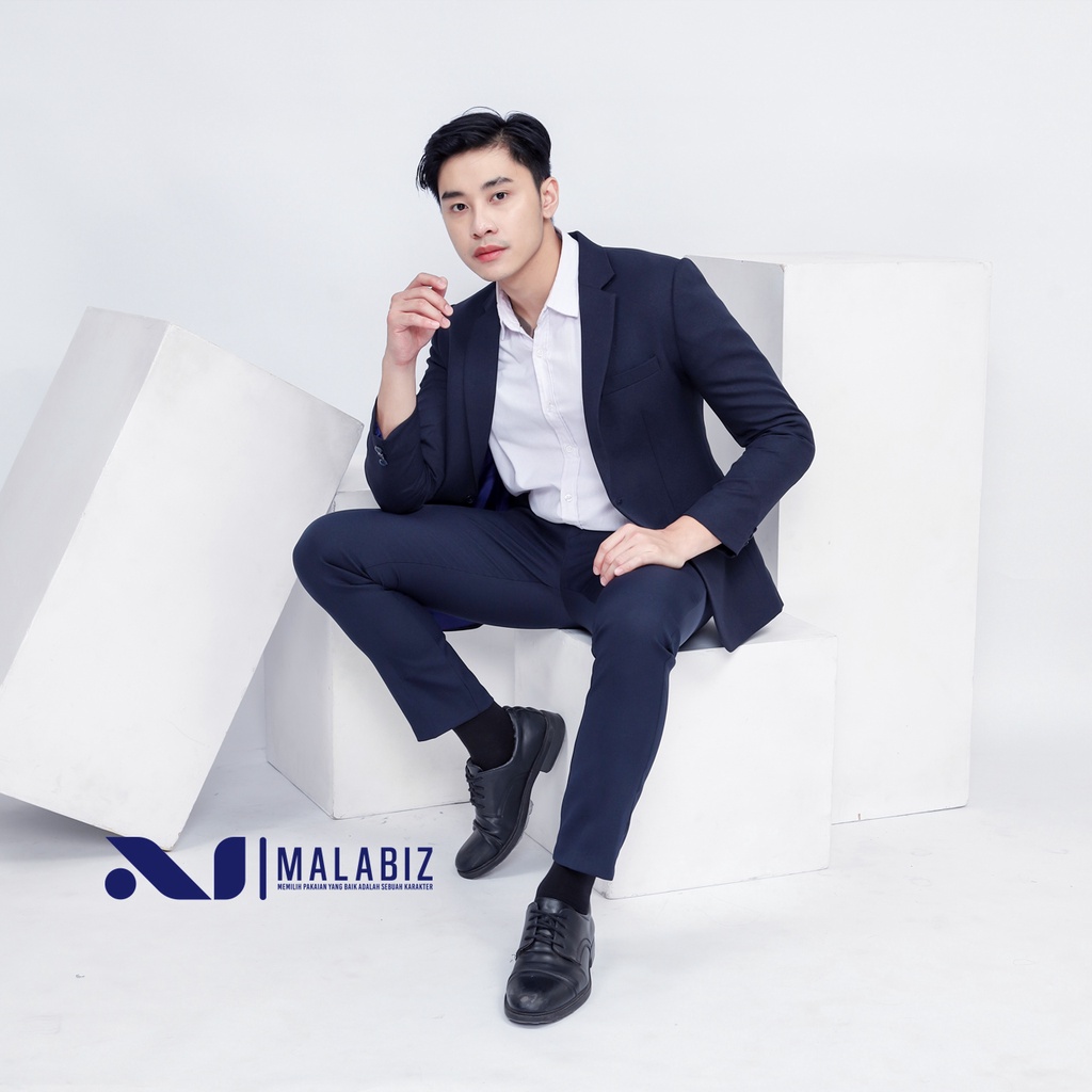 BISA TUKAR UKURAN - Setelan Jas Slim Fit (GRATIS BOX, COVER JAS DAN HANGER) Bisa Tukar Ukuran / Blazer Malabiz Blazer Warna Hitam Blezer Malabiz Warna Abu Tua Biru Dongker Formal Semi Formal