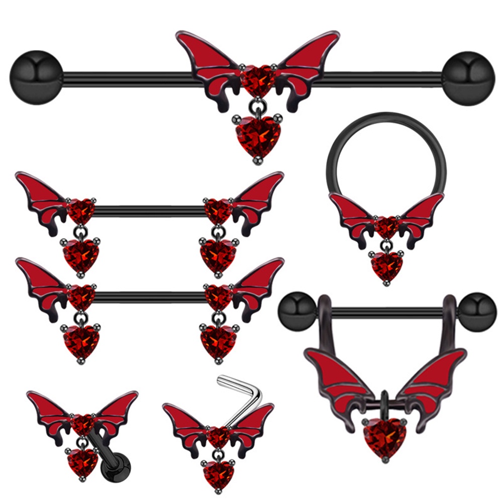 Butterfly Hidung Piercing Cincin Hitam Septum Piercing Cincin Baja Titanium Nariz Menusuk Telinga Tu