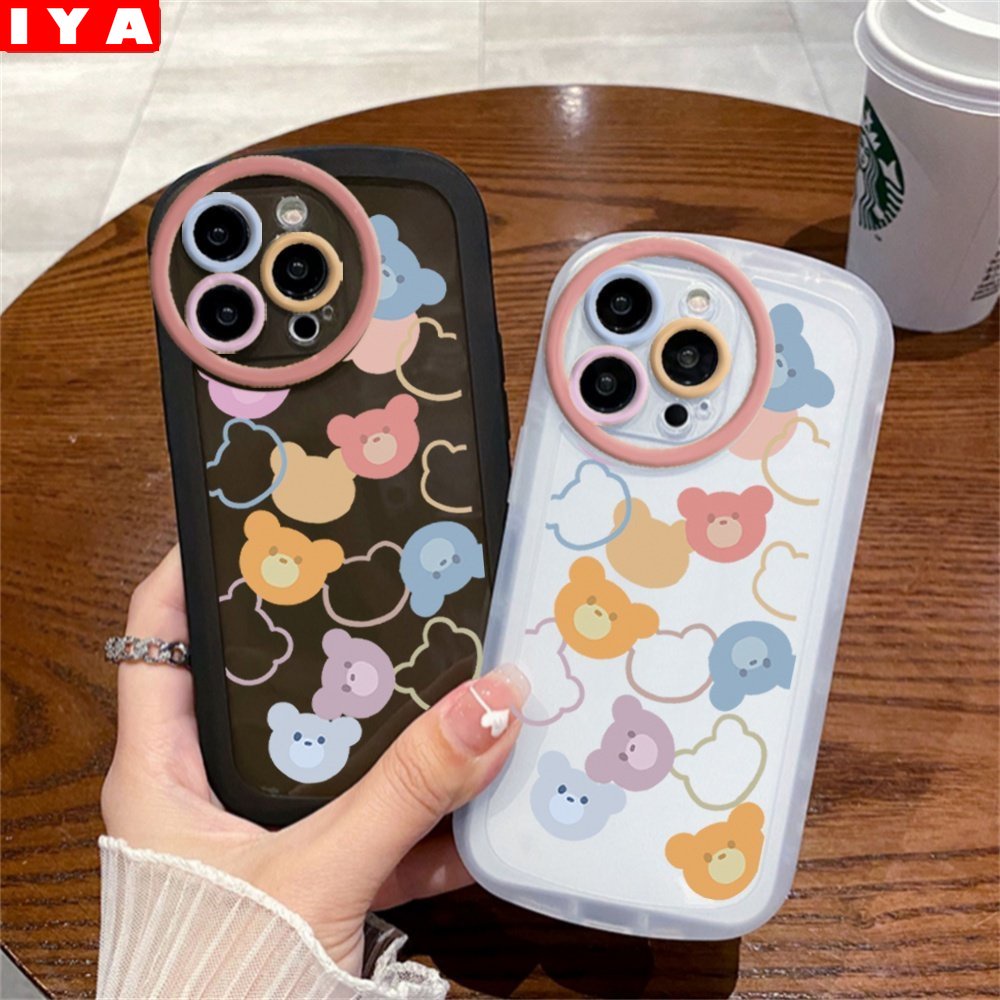 IPHONE Soft Case Beruang Warna-Warni Kompatibel Untuk IPhone13 PRO MAX Iphone12 12 PRO 12 PRO MAX 11 11 PRO 11 PRO MAX X XR XS MAX 6 6S 7 8 Plus SE 2020 Kartun Penutup Ponsel Silikon Jatuh