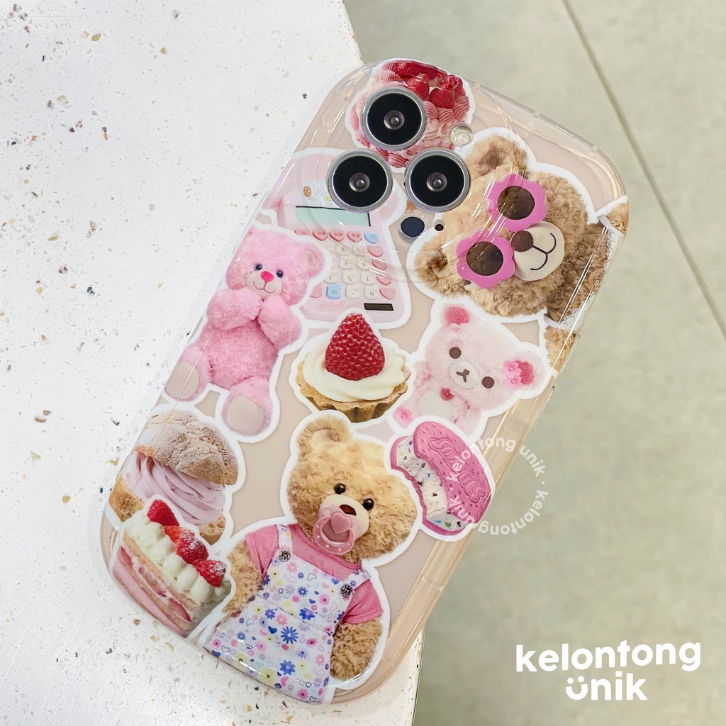 For iPhone - Sweety Pinky Bear Glossy Shockproof Case