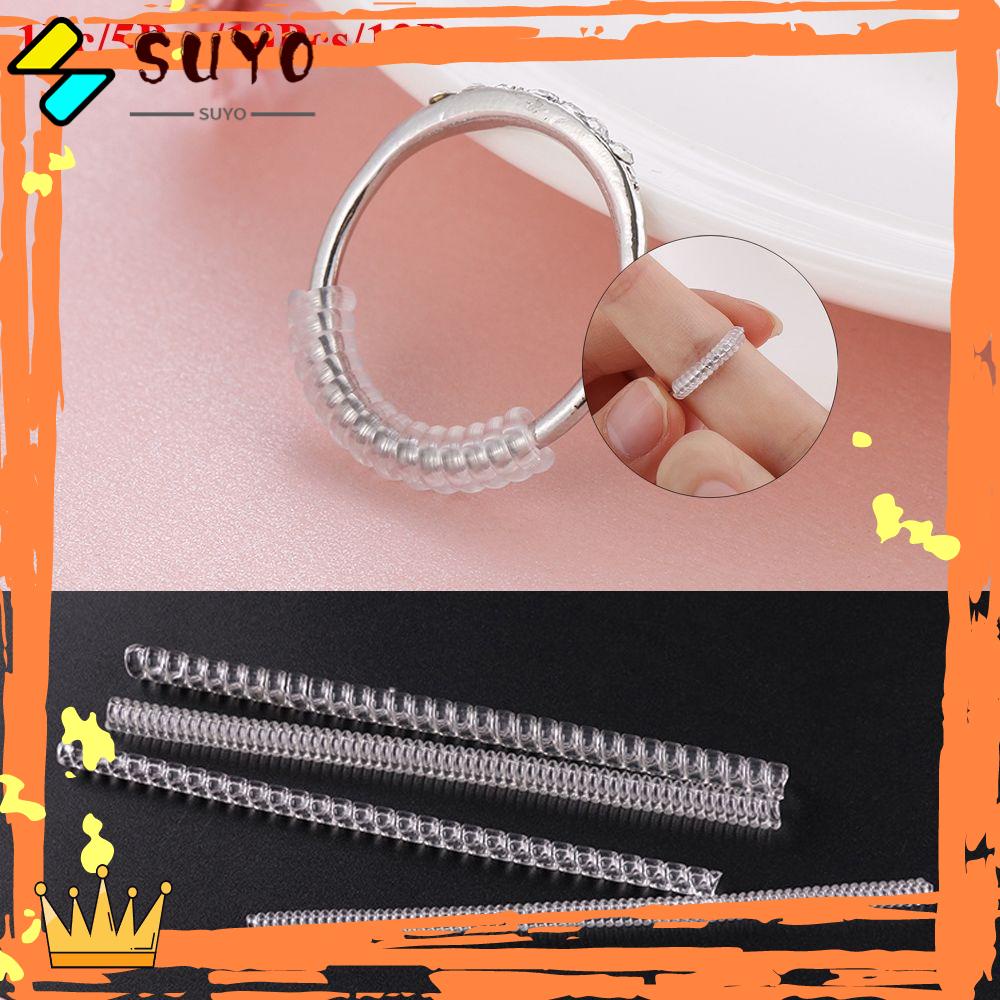 Suyo 1Pc/5Pcs/10Pcs/12Pcs Ring Size Adjuster Berguna Spiral Perhiasan Bagian Pengencang Pengecil