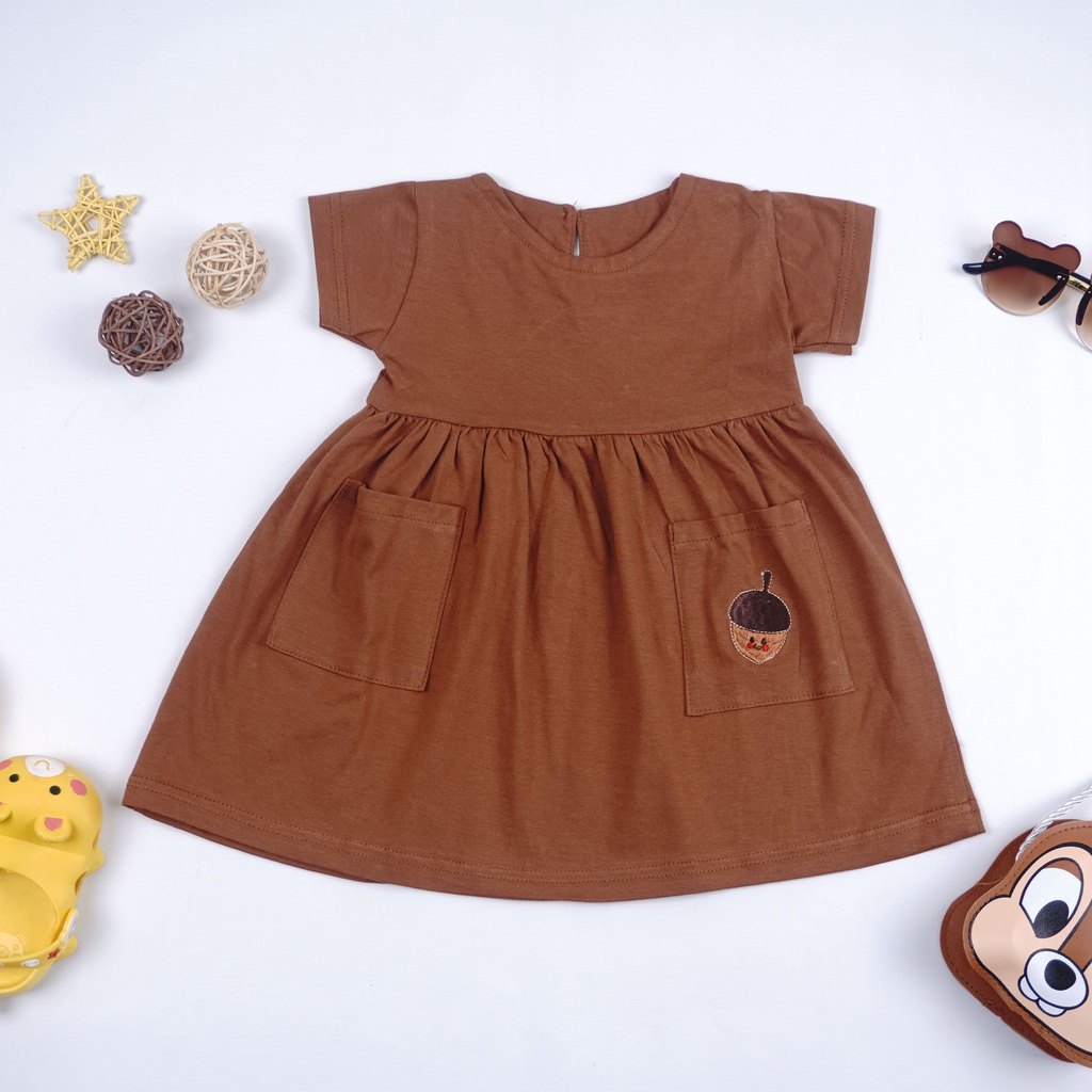 DRESS ANAK LILO PEREMPUAN 1-5 TAHUN/ DASTER ANAK HARIAN/ POCKET DRESS EARTH TONE EDITION