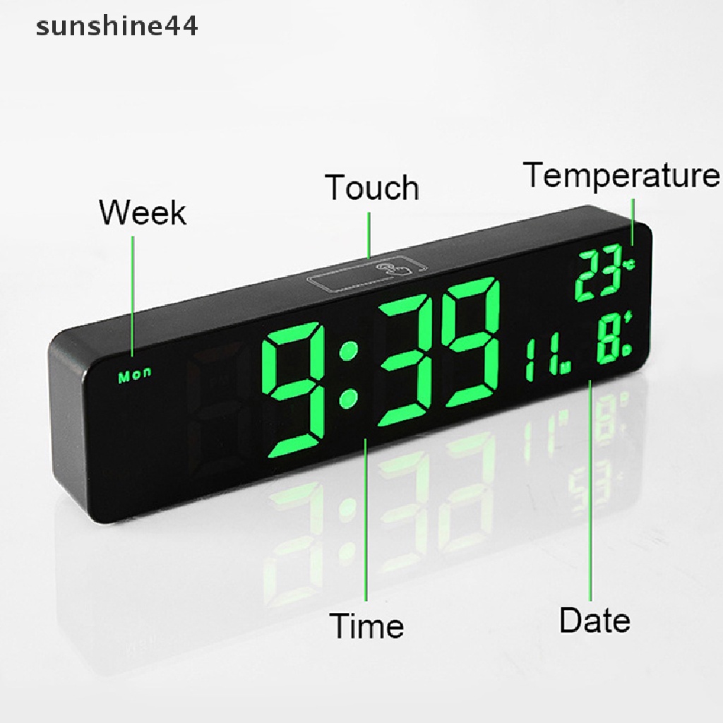 Sunshine Jam Alarm Digital LED Kontrol Suara Suhu Kelembaban Display Jam Desktop Dekorasi Meja Rumah Built-in ID