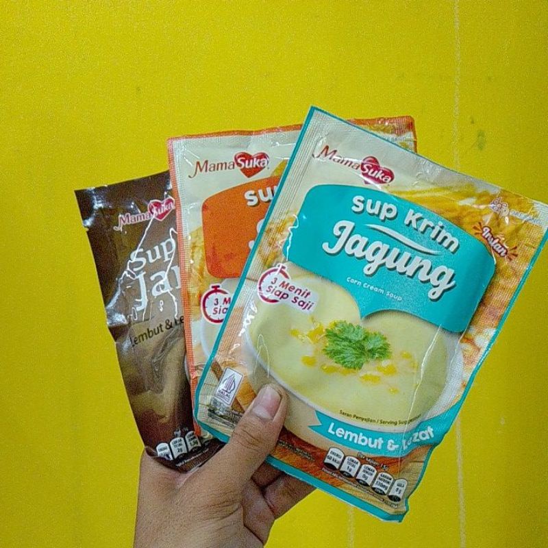 

Mama suka Sup krim jagung,sup krim ayam,sup krim jamur