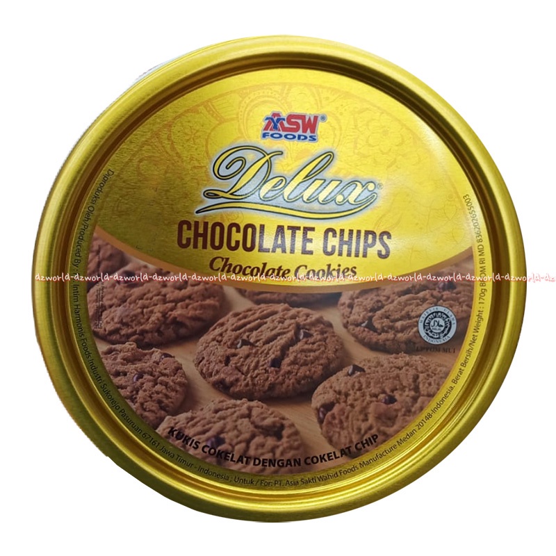 Asw Foods Deluxe 150gr Chocolate Chips Cookies Cokelat Chip Biskuit Cip Kukis Coklat Kemasan Kaleng Biscuit Dengan Taburan Choco Chips Food Delux