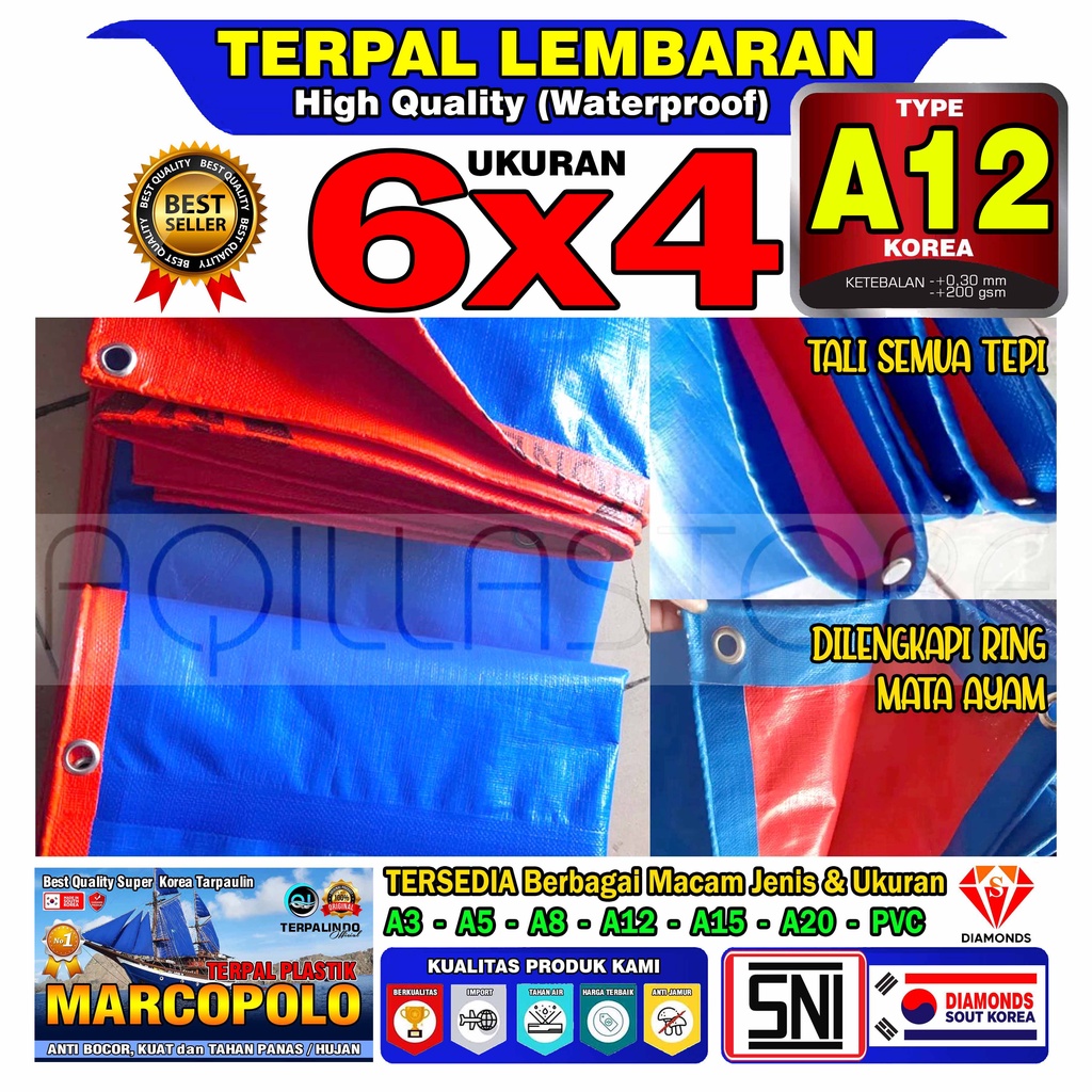 Terpal Plastik A12 Ukuran 6x4 Korea | Terpal kolam ikan | Terpal Jemuran Padi