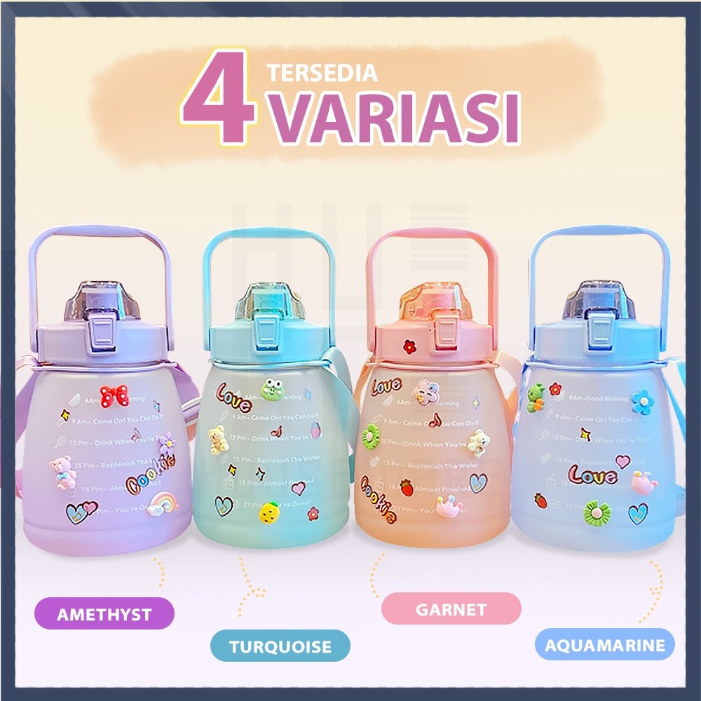 【Gratis Tali Panjang&amp;2D&amp;3D Stiker】Botol Minum Viral /Rbotol Rainbow Viral Botol Minum Gemoy Viral