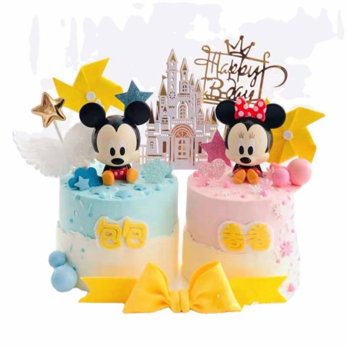 Terlaris Topper Cake Minnie Mickey Mouse / Set Isi 2 / Hiasan Kue Ultah Anak