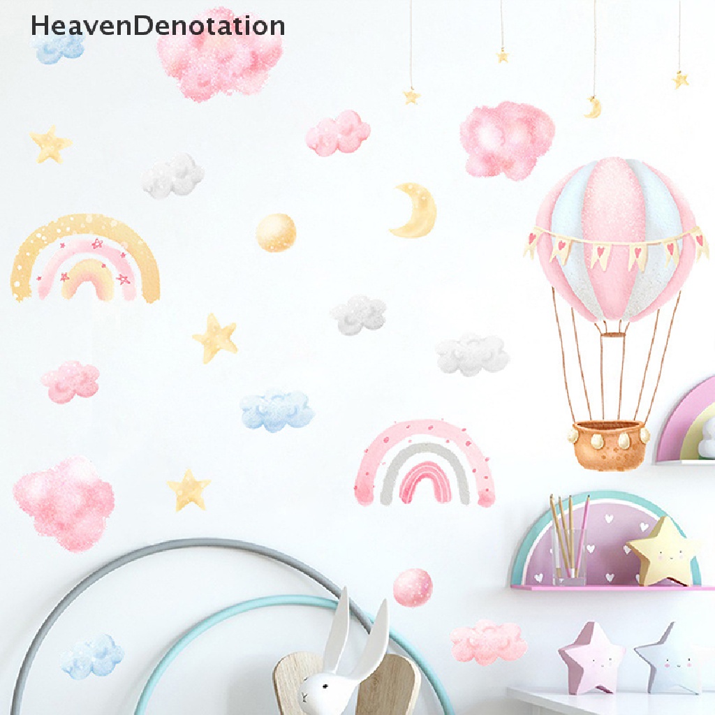 [HeavenDenotation] Kartun Awan Hujan Balon Udara Panas Dinding er Gadis Anak Kamar Tidur HDV
