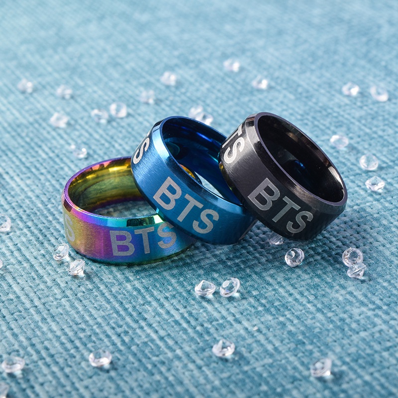 Cincin Tulisan BTS - Engraved Letter Bangtan Sonyeondan Ring Import / Cincin KPOP Bangtan Boys BTS J