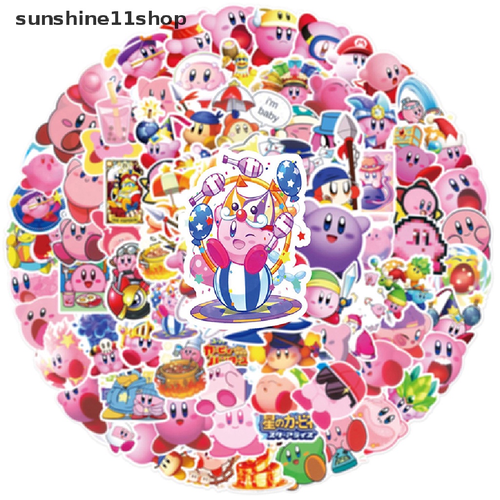 Sho 100Pcs Kartun Kirby Stiker Laptop Gitar Skateboard Tahan Air Decals N